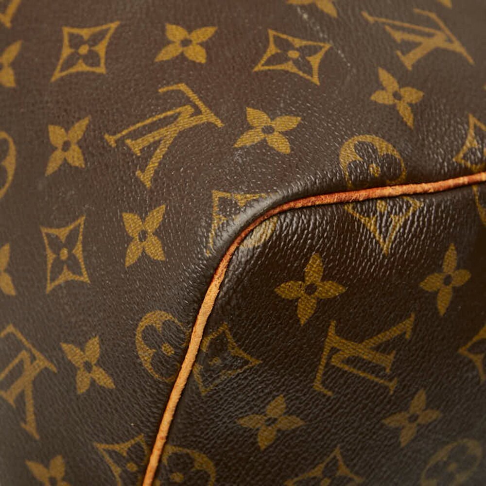 LOUIS VUITTON Authentic Brown Monogram Leather Keepall 55 Boston Bag - Picture 5 of 14
